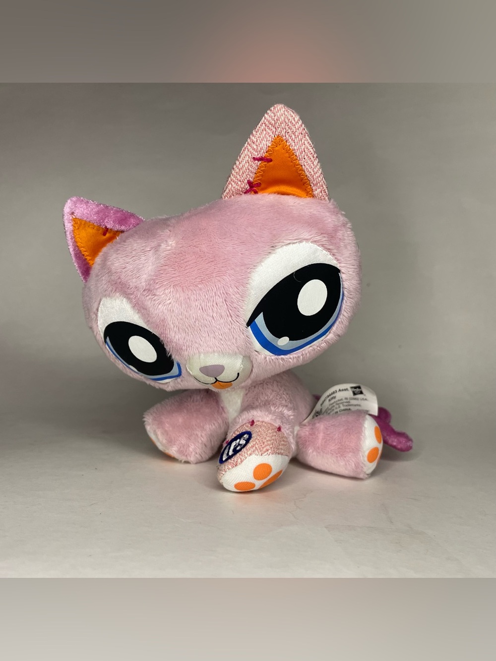 Littlest Pet Shop Pink Kitty Cat 6" Sitting Plush 2009 Hasbro Rare (No Collar)
